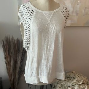 NWOT Free People We The Free boho embellished white sleeveless top women’s large